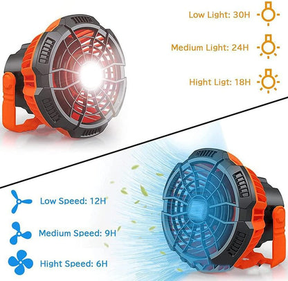 Portable Camping Fan with LED Lantern