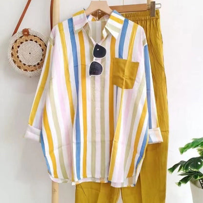 Women’s Colorful Striped Loose 2 - Piece Suit